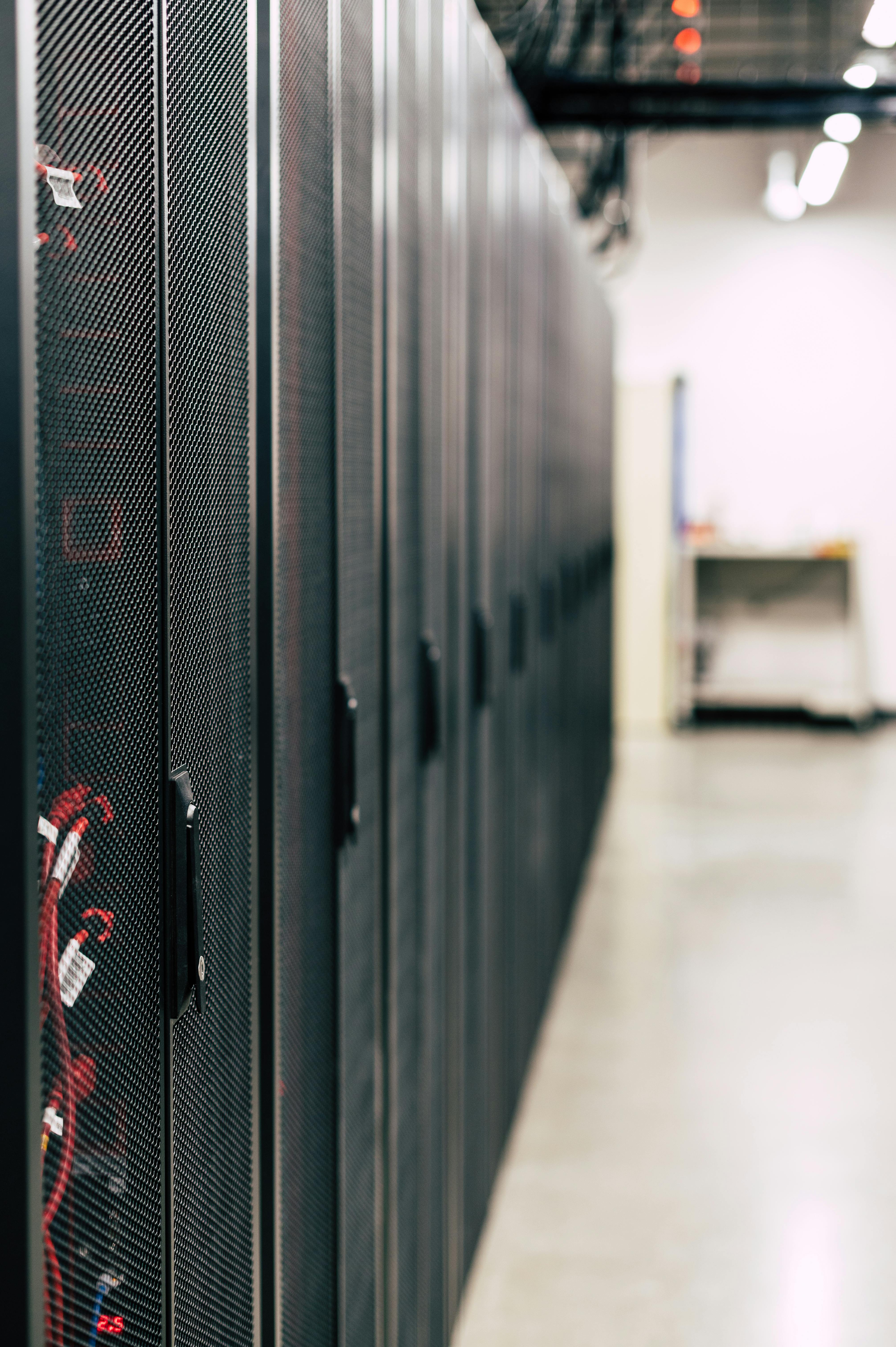 Rows of data center racks